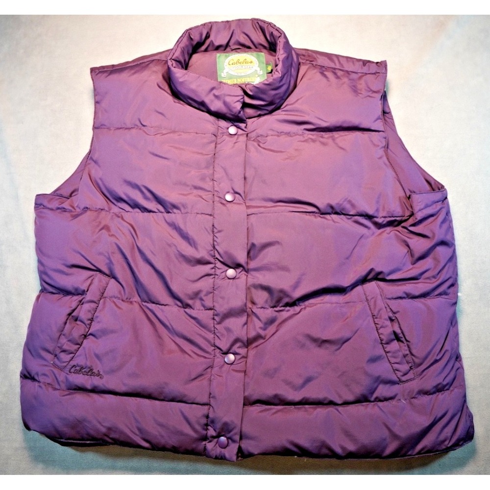 Cabela's Puffer Vest Womens 2XL Purple‎ Premier Northern Goose Down Pockets